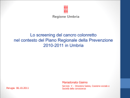 Lo screening colon &ndash; retto in Umbria - GISCoR