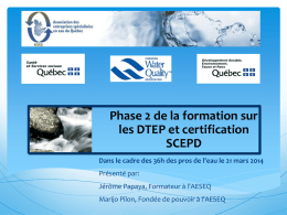 Phase 2 de la formation sur les DTEP et certification SCEPD
