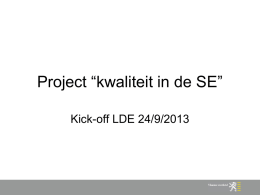 Presentatie `Kwaliteit in de SE`