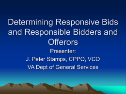 Determining Responsive and Responsible Bids and Proposals