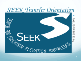 SEEK Transfer Orientation - Baruch College