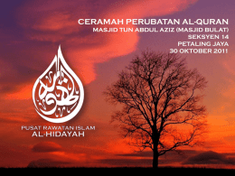 `Perubatan Melalui Al-Quran`. - Pusat Rawatan Islam AL