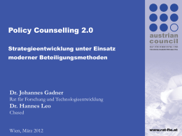 Policy Counselling 2.0 - Strategieentwicklung unter Einsatz
