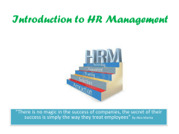 Introduction to HR management