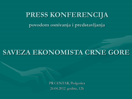 PPT prezentacija - Savez ekonomista Crne Gore
