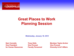 Great Places to Work Planning Session Wednesday, January 18