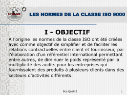 LES NORMES DE LA CLASSE ISO 9000