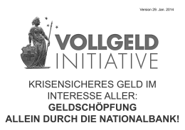 Vollgeld-Initiative Praesentation 29 01 2014