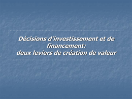Decisions d investissement et de financement - Fichier