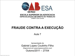 fraude contra a execução - Gabriel Lopes Coutinho Filho