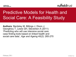 Predictive models for health and social care