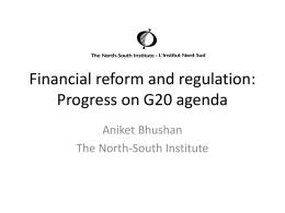 Financial reform and regulation: G20
