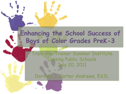 Enhancing the School Success of Boys of Color Grades PreK-3