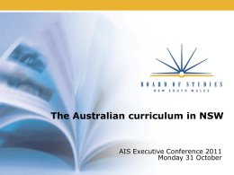 The Australian Curriculum in NSW