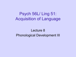 Psych 229: Language Acquisition