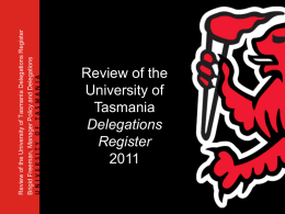 Delegations Register - University of Tasmania