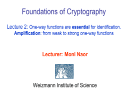 one-way function - Weizmann Institute of Science
