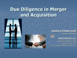 Due Diligence in Merger and Acquisition