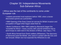 Chapter 30: Independence Movements Sub