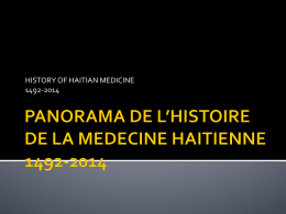 panorama de l`histoire de la medecine haitienne 1492-2011