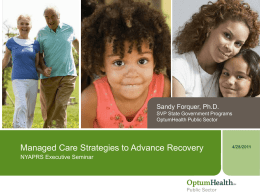 Managed Care Strategies to Advance Recovery