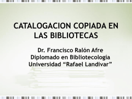 Catalogación Copiada - Universidad Rafael Landívar