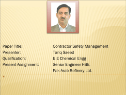 Contractor Safety Management, Tariq Saeed (Parco Refinery