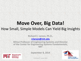 Move Over, Big Data! How Small, Simple Models Can - SDM