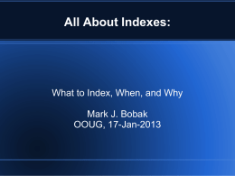 All About Indexes: