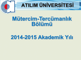 Atılım Üniversitesi | Mütercim Tercümanlık Bölümü