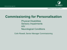 Commissioning for Personalisation - Colin Rowett