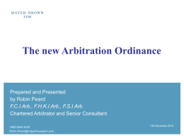 The new Arbitration Ordinance - The Chartered Institute of