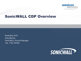 SonicWALl CDP Overview Nov 10