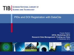 PIDs and DOI Registration with DataCite