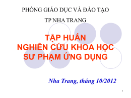 A. Tổng quan về nghiên cứu KHSPUD tại Nha Trang