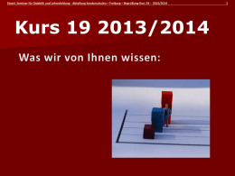 Überblick Kurs 19 (2013/2014)