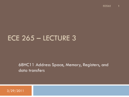 Lecture 3 - 68HC11 Memory