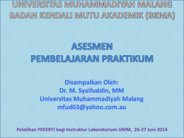DR. M. Syaifuddin - BKMA - Universitas Muhammadiyah Malang