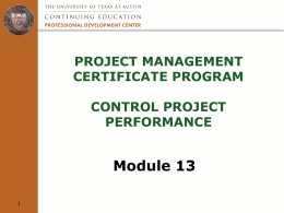 Module 13: Control Project Performance