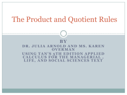 3.2 The Product and Quotient Rules