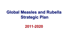 Global Measles and Rubella Strategic plan 2011-2020