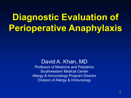 Clinical Features of Perioperative Anaphylaxis
