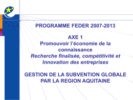FEDER 2007-2013 Axe 1 - Chambre de Commerce et d`Industrie de
