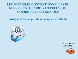 LES FORMULES CONVENTIONNELLES DU GENRE EPISTOLAIRE