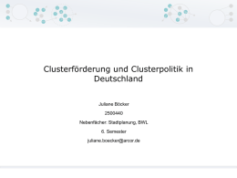 Clusterförderung und Clusterpolitik in Deutschland
