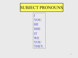 subject pronouns to be