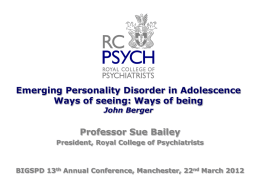 Emerging Personality Disorder in Adolescence - BIGSPD
