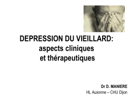 DEPRESSION DU VIEILLARD: aspects cliniques et thérapeutiques