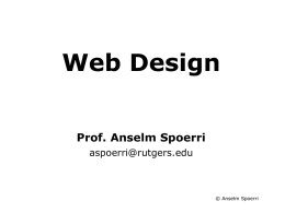 Web Design ITI - Lecture 1 - School of Communication and Information