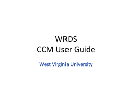 CCM Basic Guide - West Virginia University